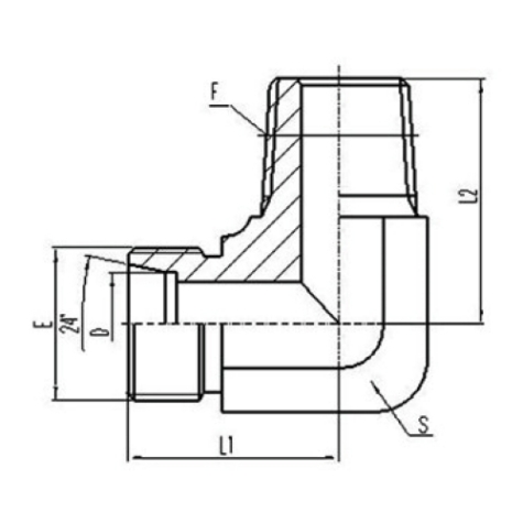 90°彎公制外螺紋24°內(nèi)錐面密封|英錐管外螺紋密封